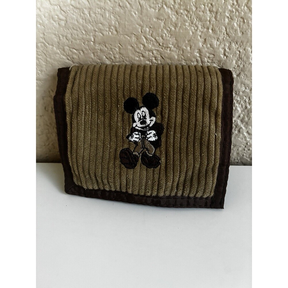 Vintage Disney Mickey Mouse Wallet Rough Terrain Brown Corduroy